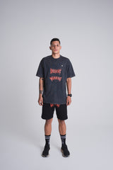 Oversized metal tee - Black acid wash