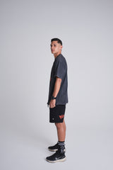 Oversized metal tee - Black acid wash