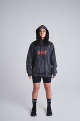 Oversized metal hoodie - Black acid wash