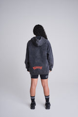 Oversized metal hoodie - Black acid wash
