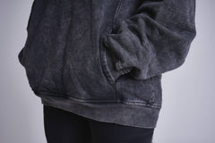 Oversized metal hoodie - Black acid wash