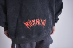 Oversized metal hoodie - Black acid wash