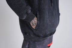 Oversized metal hoodie - Black acid wash