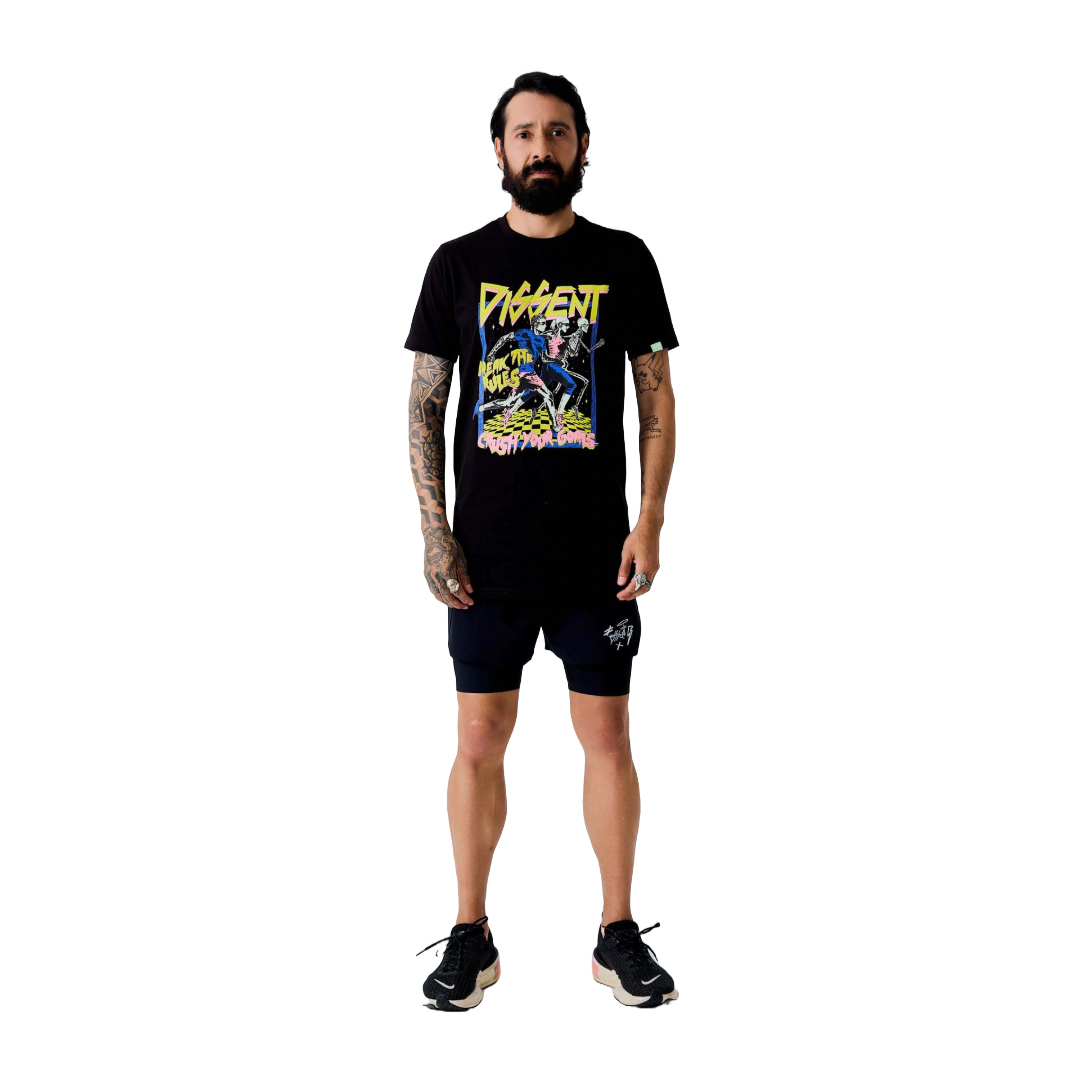 Dissent running Black Long Run shorts For All - Model - Front