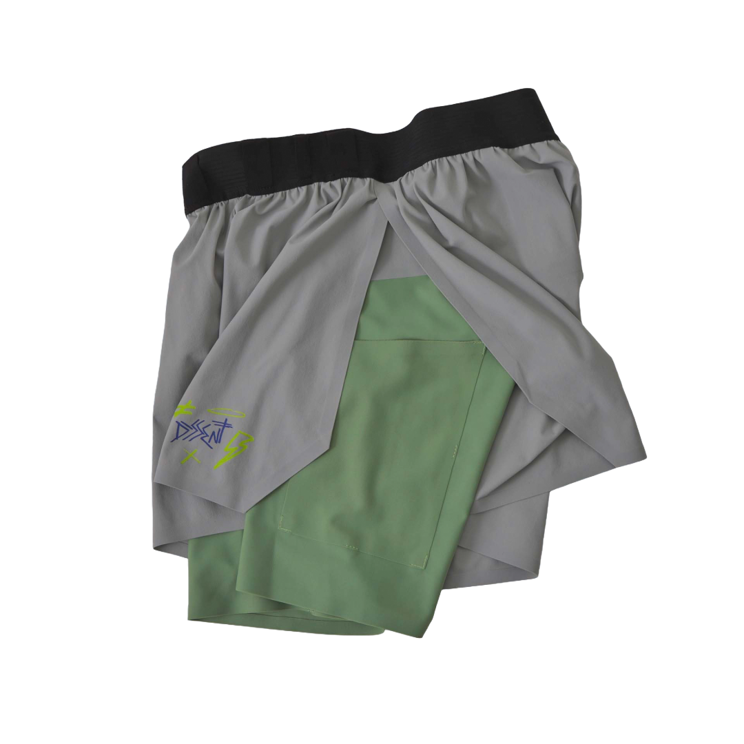  Dissent running Grey Long Run Shorts For All - Bolsillo